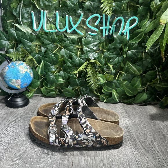 Birkenstock Florida Floral Black Sandals Women’s EU 39 US 8-8.5 Soft Bed - Picture 4 of 9